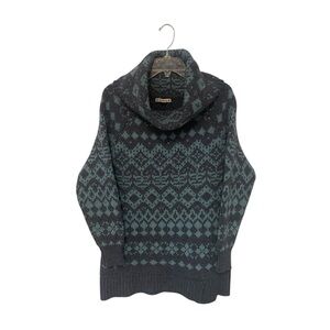 Ruff Hewn | Blue/Teal Nordic Style Cowl Neck Sweater Tunic